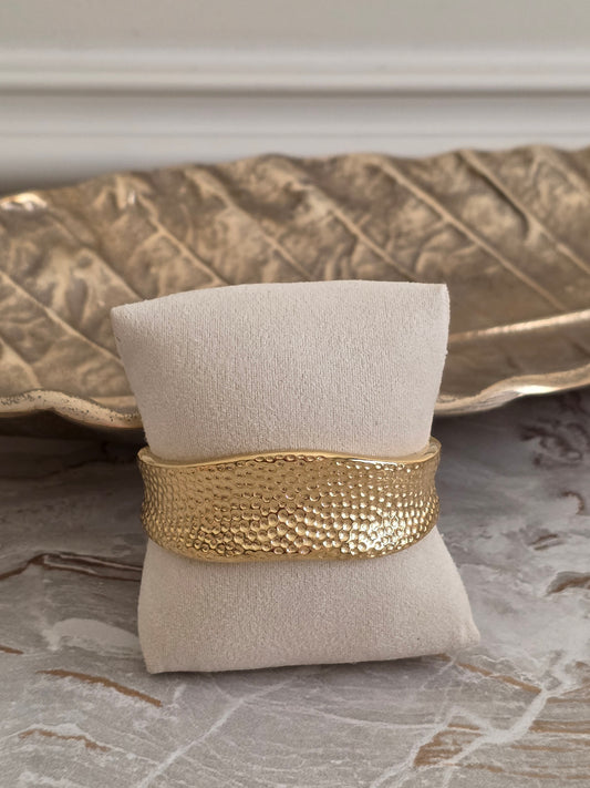 textured gold statement cuff bangle