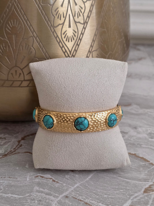 turquoise gold statement cuff bangle