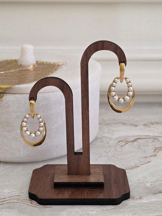 gold drop pearl earrings
