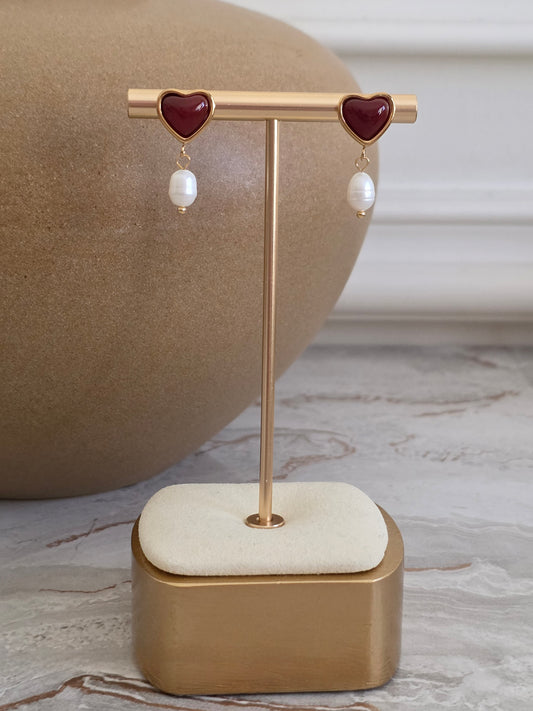 KAYRA HEART PEARL EARRINGS