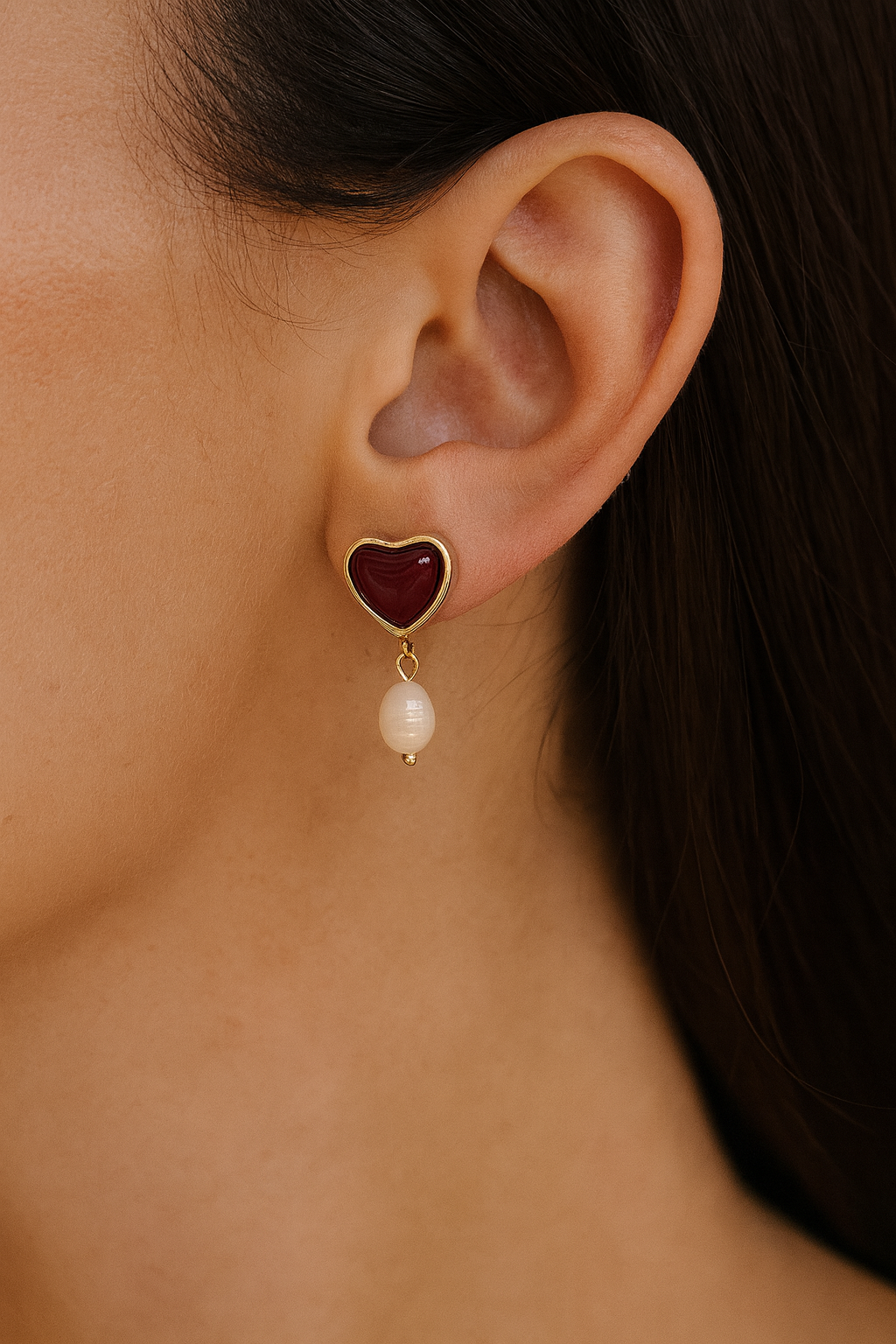 KAYRA HEART PEARL EARRINGS