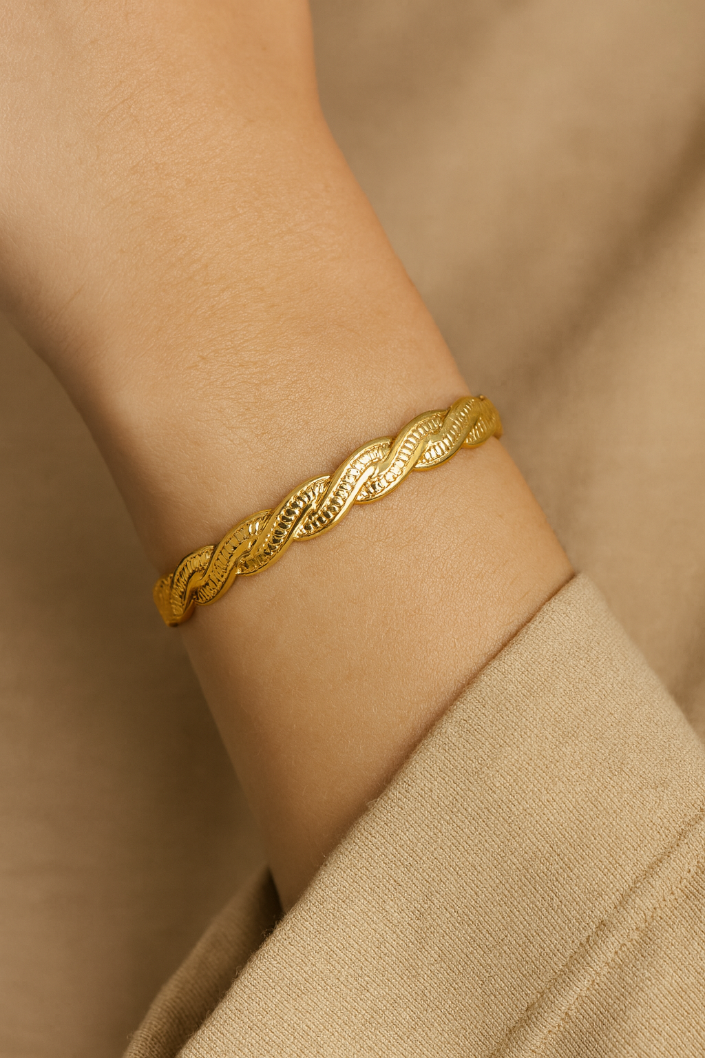 braided gold textured bangle