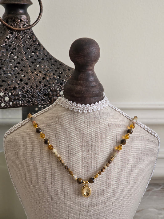 stainless steel and natural stone necklace