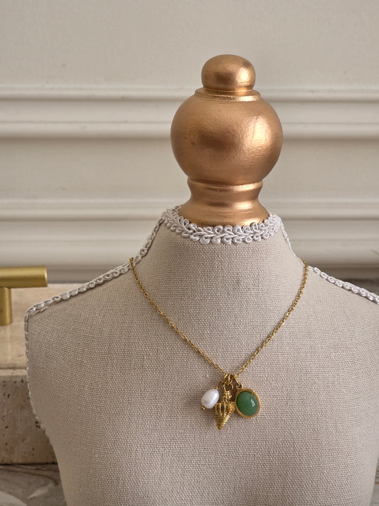 stainless steel shell and pearl necklace
