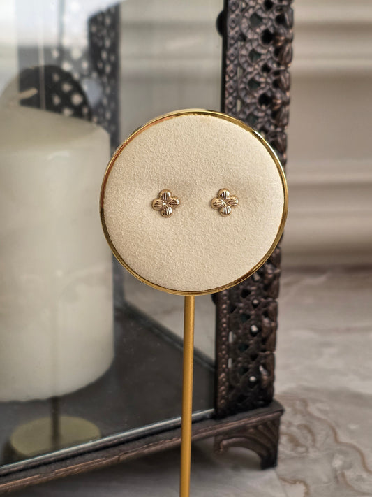 gold mini flower earrings