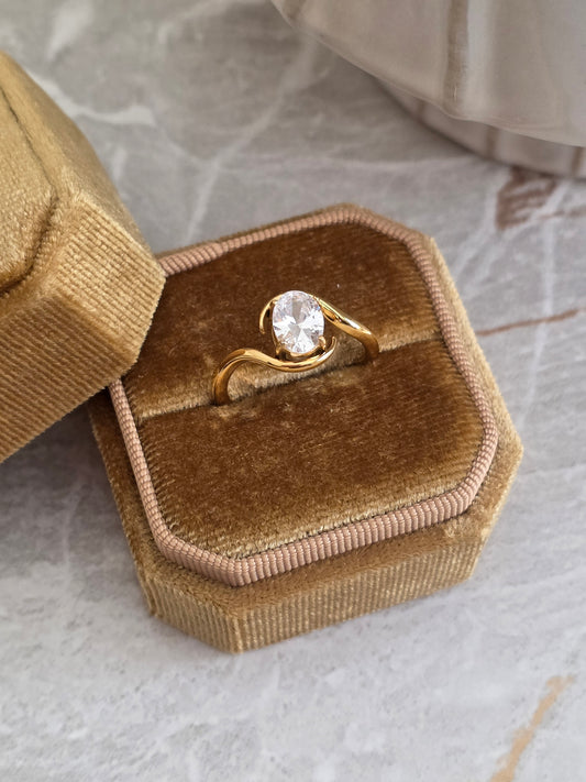 Gold Oval Cubic Zirconia Ring