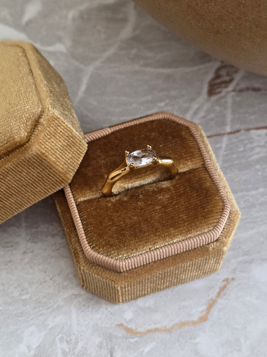 Gold Oval Cubic Zirconia Ring