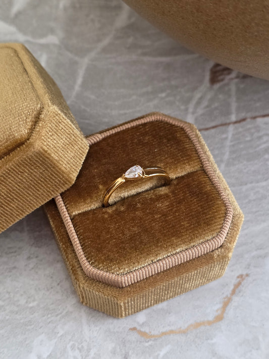 Gold Teardrop Cubic Zirconia Ring