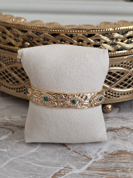 Gold Evil Eye Cuff Bangle
