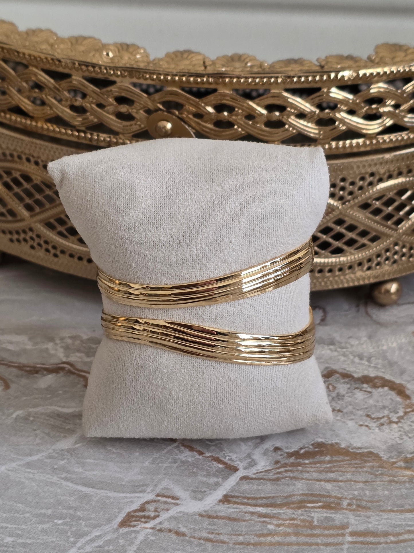 textured statement gold cuff bangle