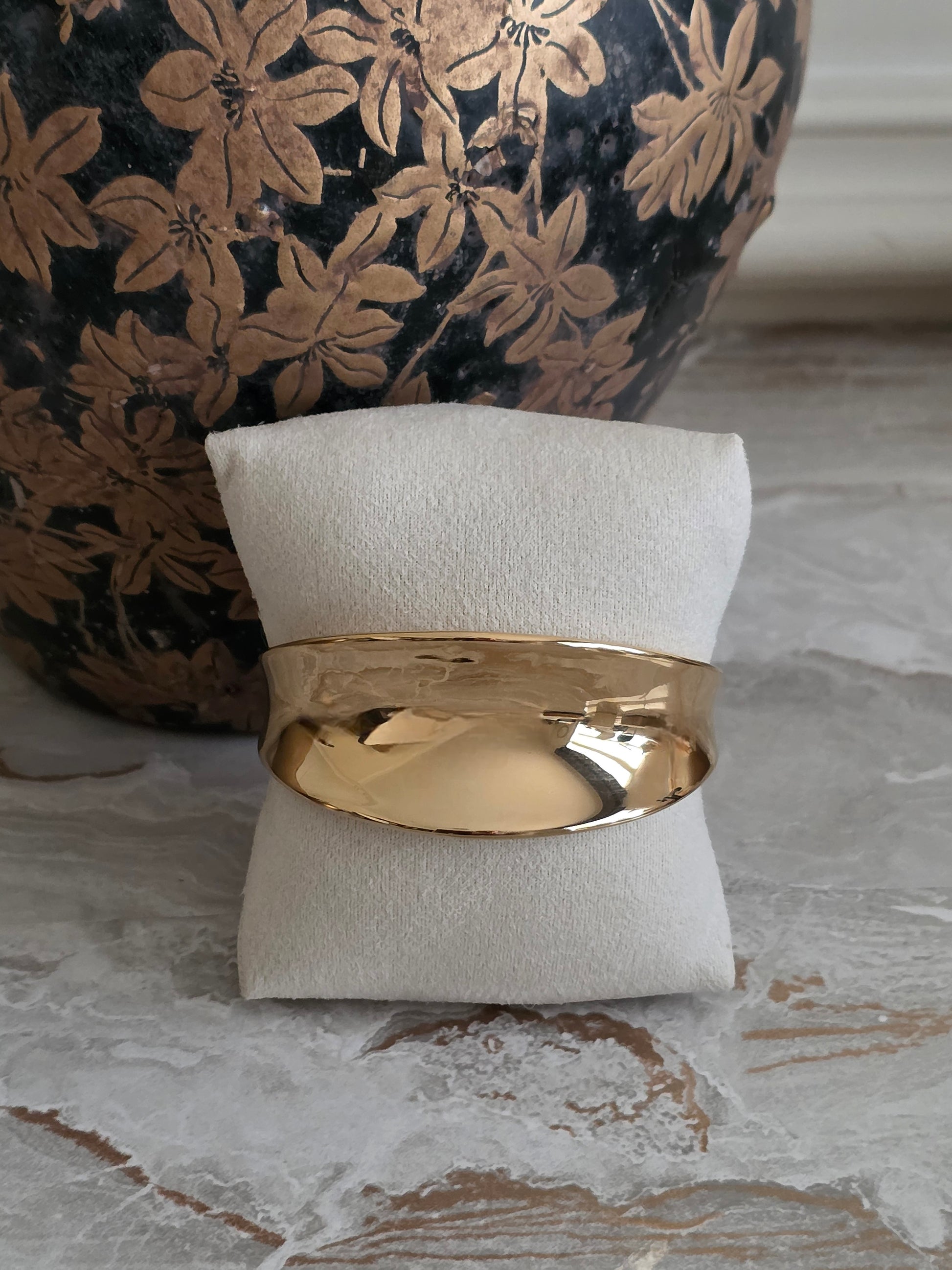 Bold Hammered Gold Cuff Bangle