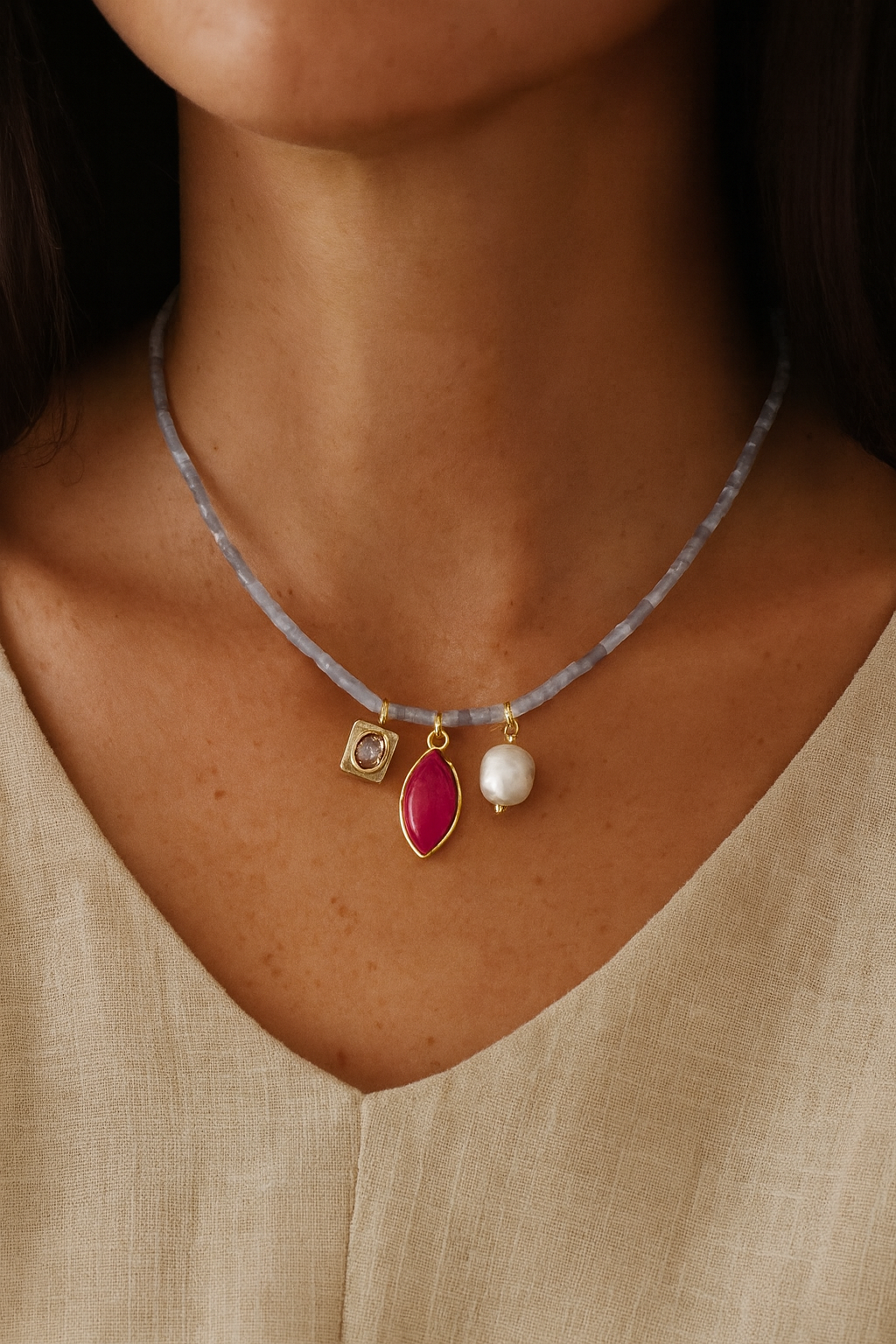 ALARA BEAD AND PEARL NECKLACE