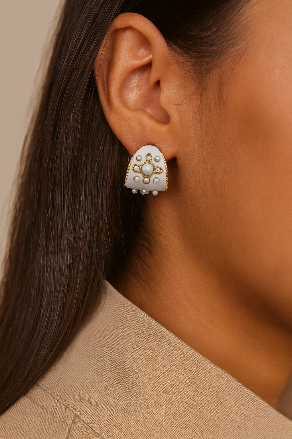 YAZ PEARL HOOP EARRINGS
