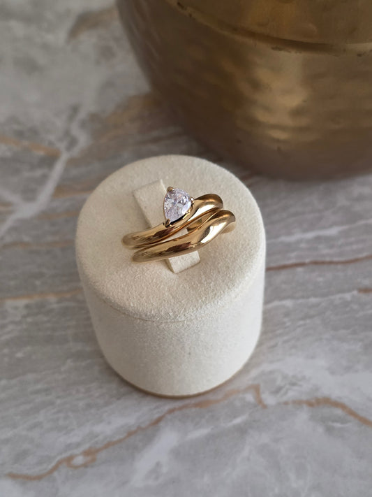 Gold cubic zirconia Stacker Ring Set
