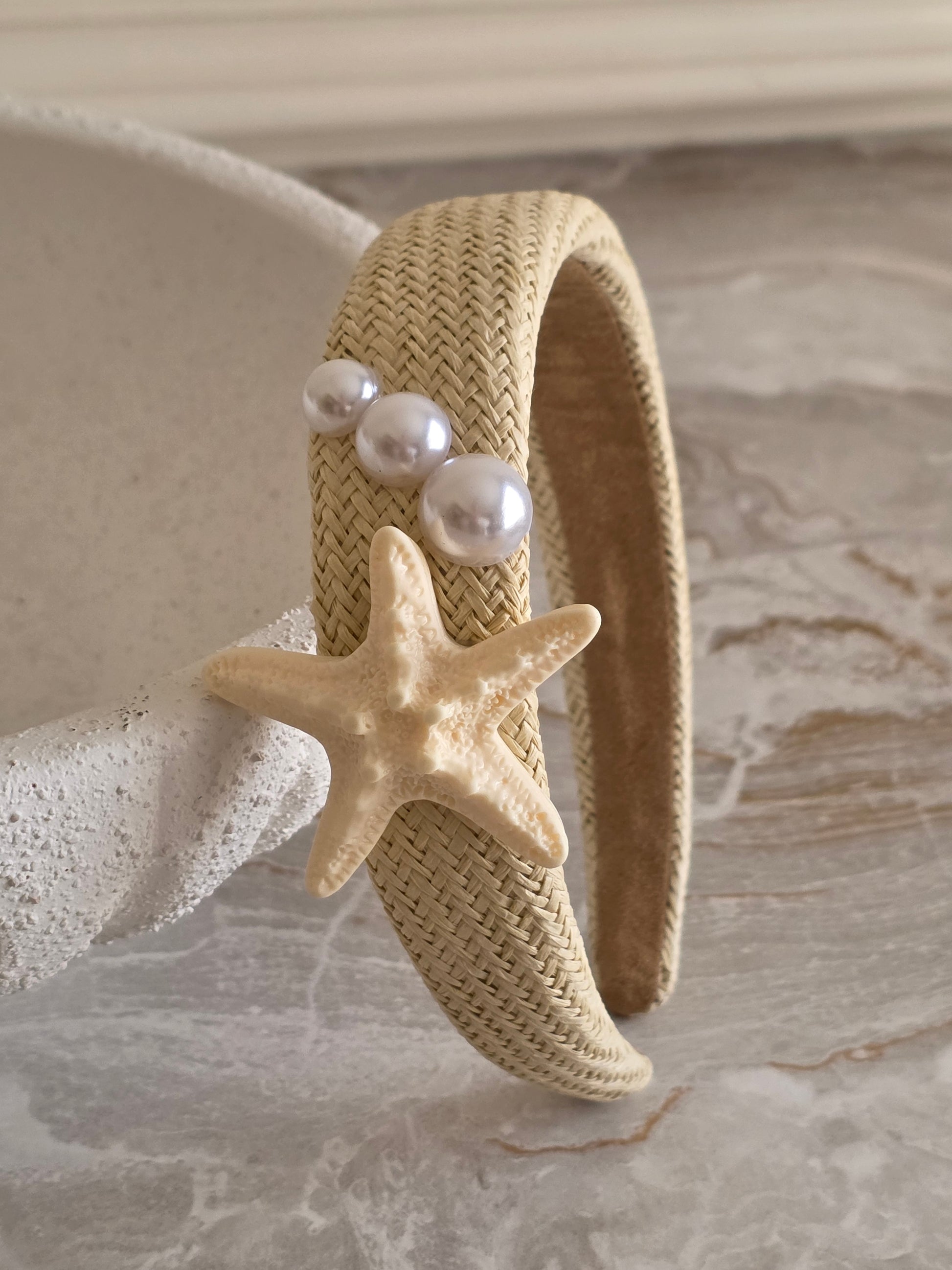 Rattan Starfish and Pearl Headband