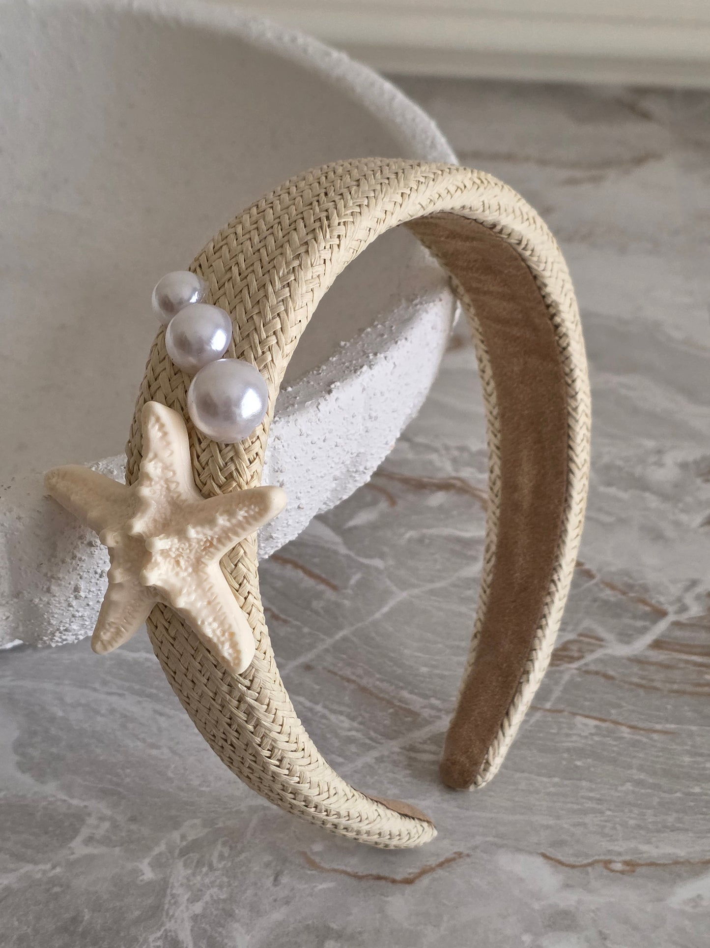 RATTAN STARFISH AND PEARL HEADBAND