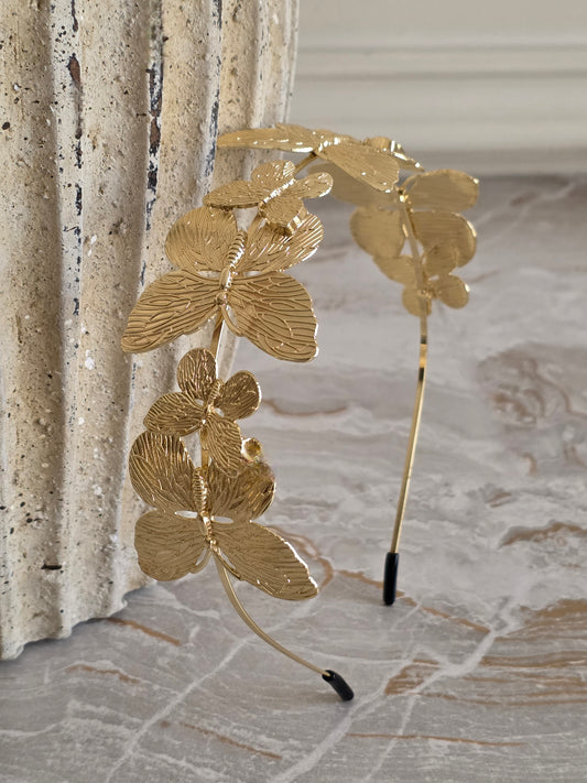 gold butterfly headband