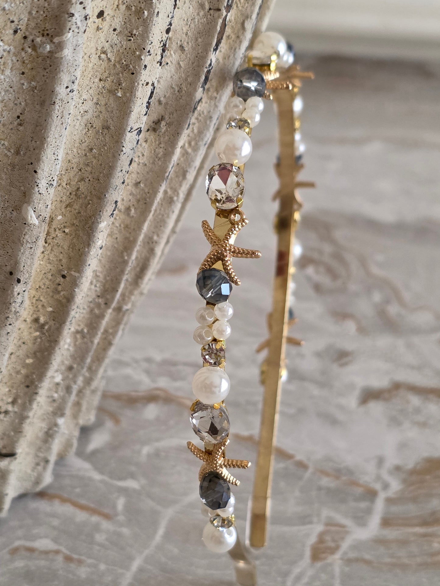 STARFISH PEARL AND CRYSTAL HEADBAND