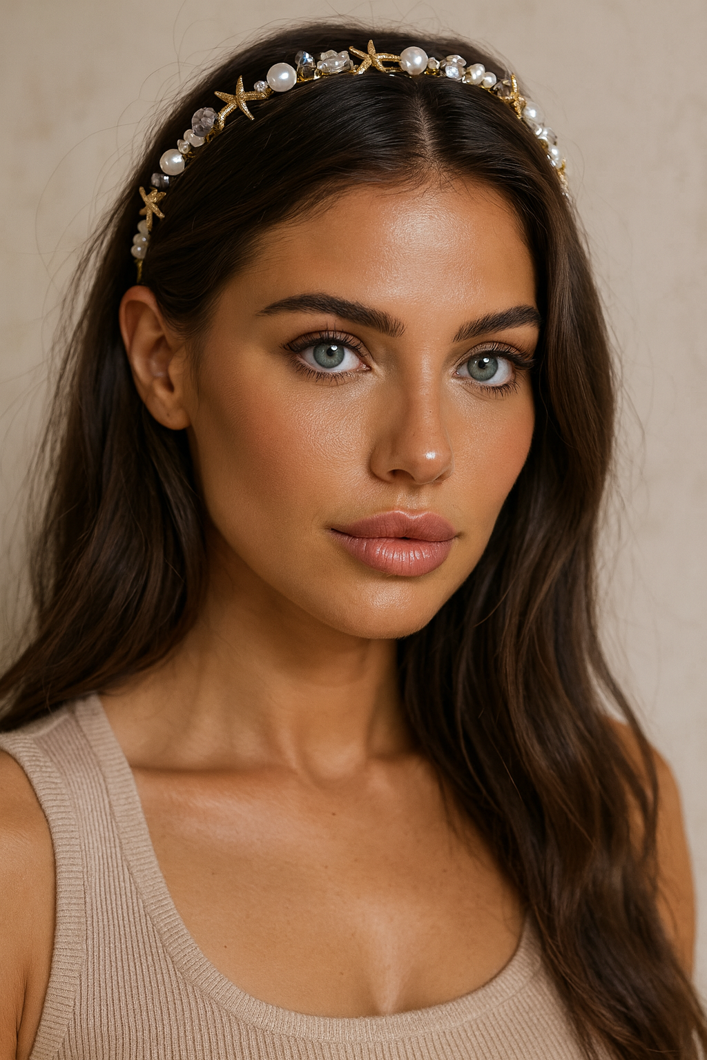 STARFISH PEARL AND CRYSTAL HEADBAND