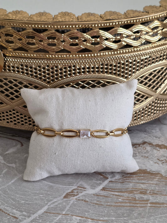 gold link cubic zirconia bracelet