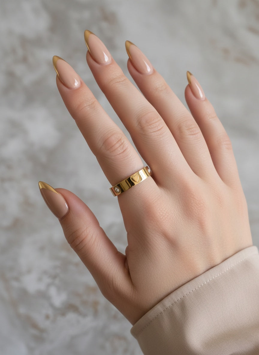 gold cubic zirconia heart ring