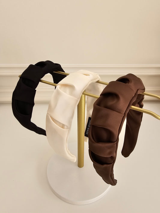 Wide satin scrunchie headband