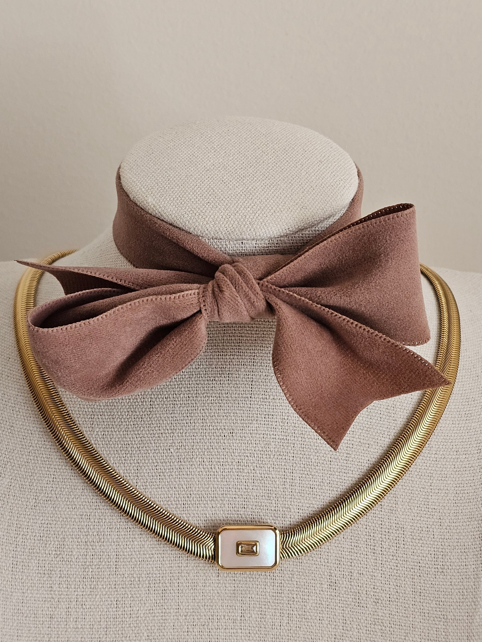 Gold plated stainless steel statement necklace