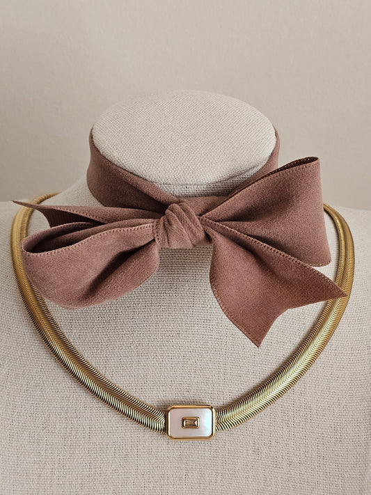 Gold plated stainless steel statement necklace