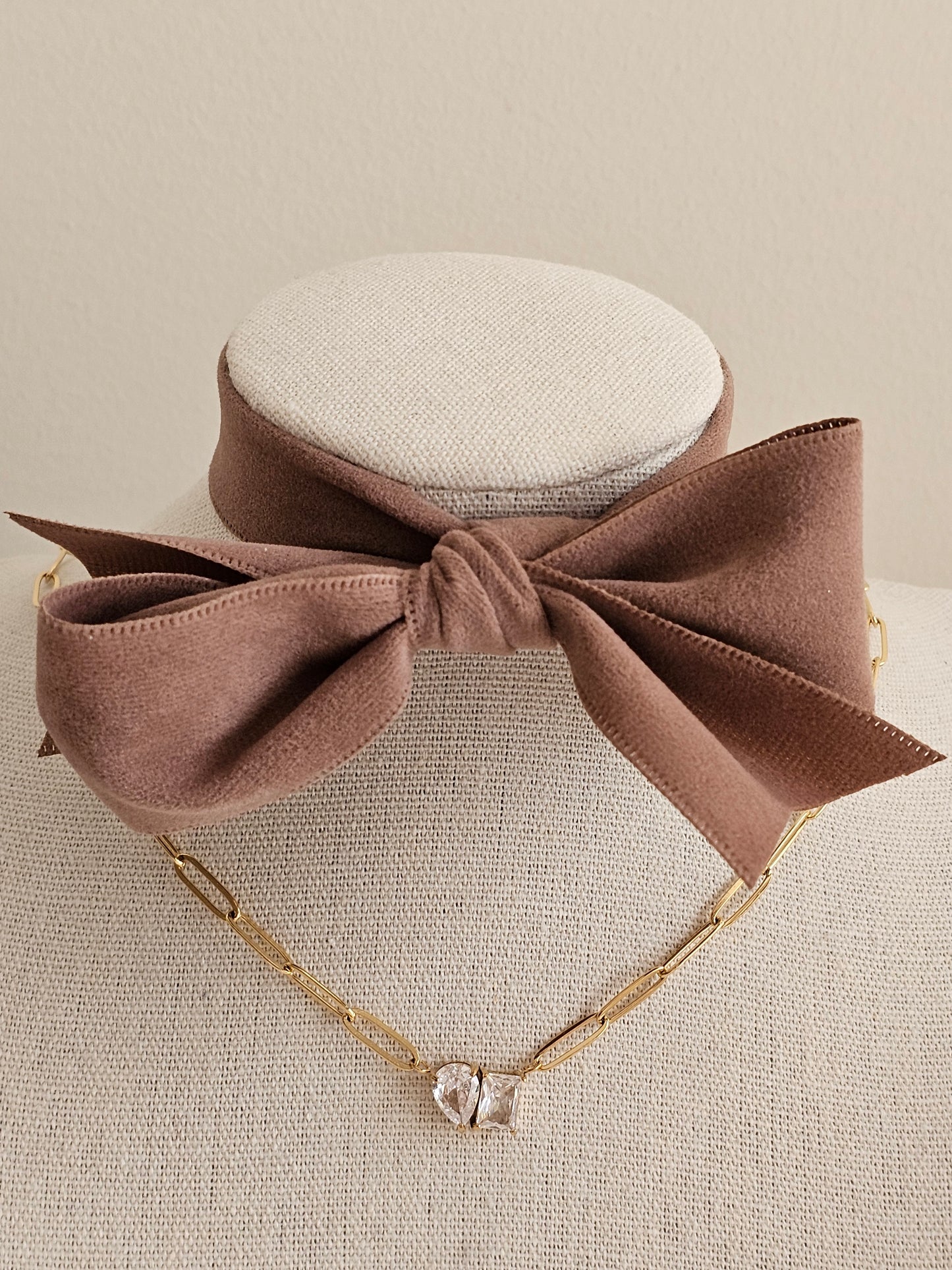 Gold plated Cubic zirconia paper clip necklace