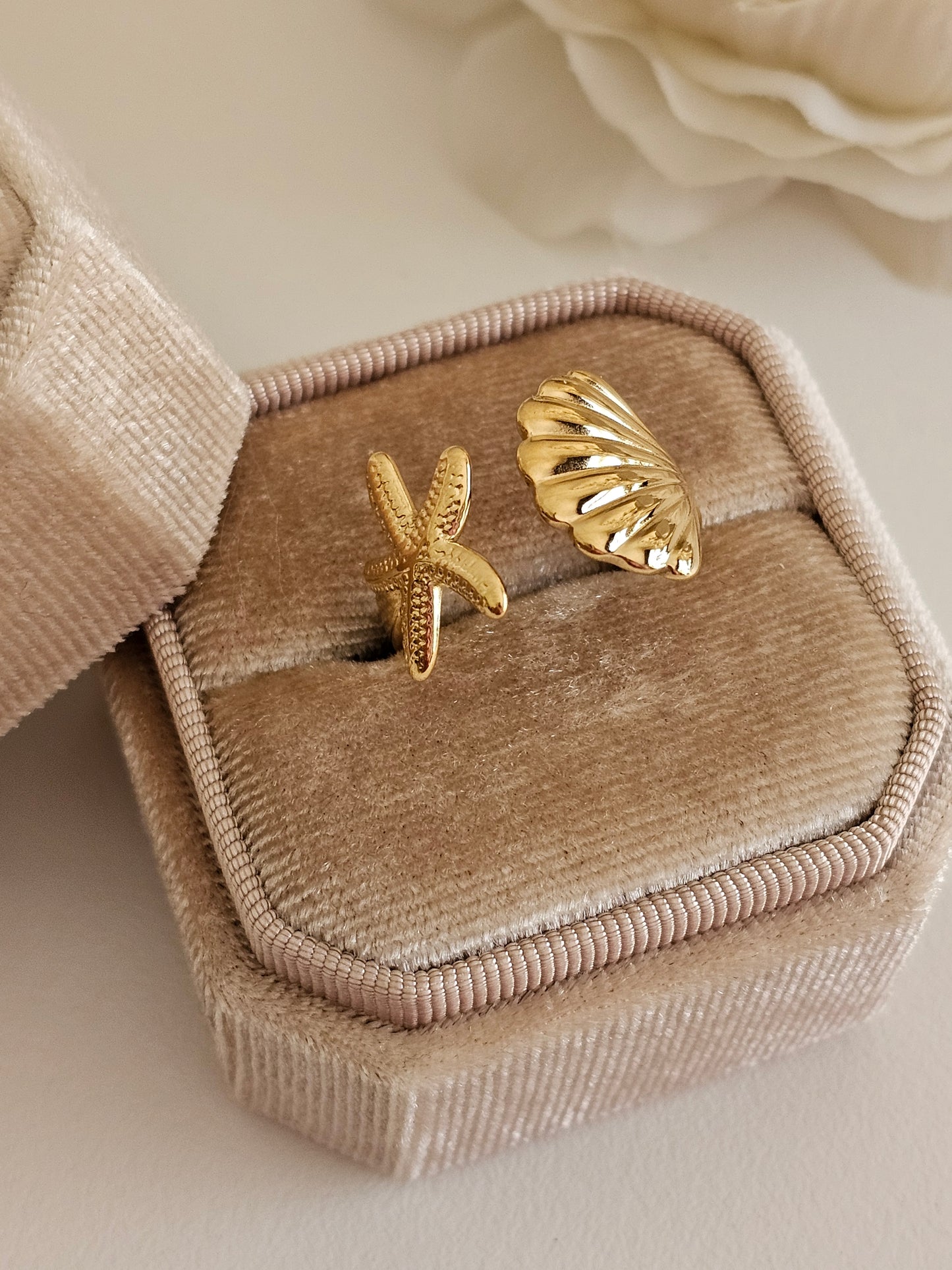 AZLINA STARFISH AND SHELL RING