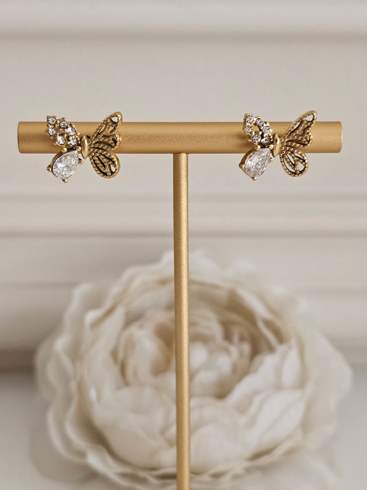 Cubic zirconia butterfly earrings