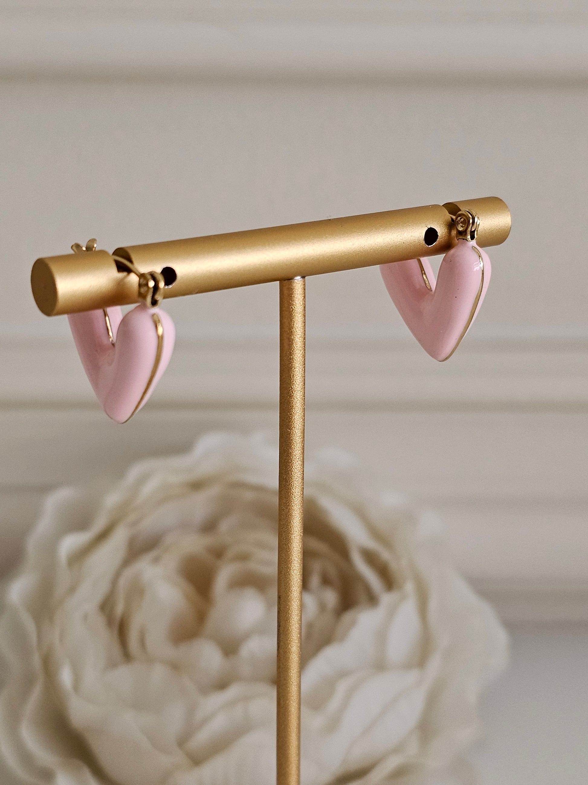 Pink heart earrings