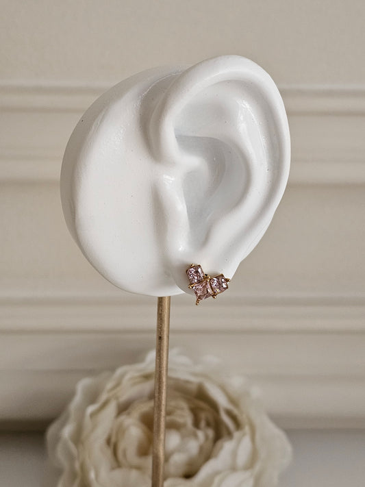 Pink cubic zirconia heart earrings