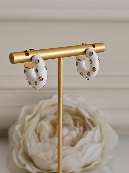 White and cubic zirconia Hoop earrings