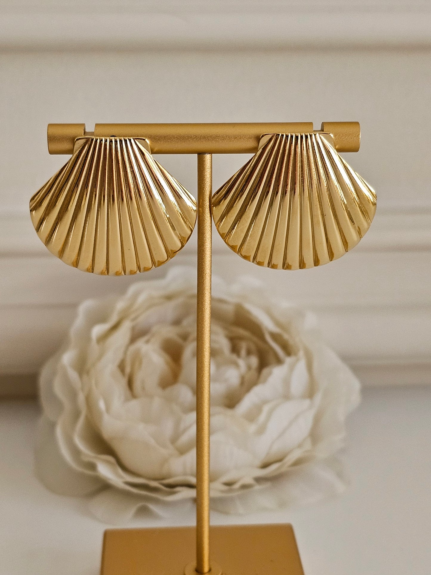 Gold large shell earrings