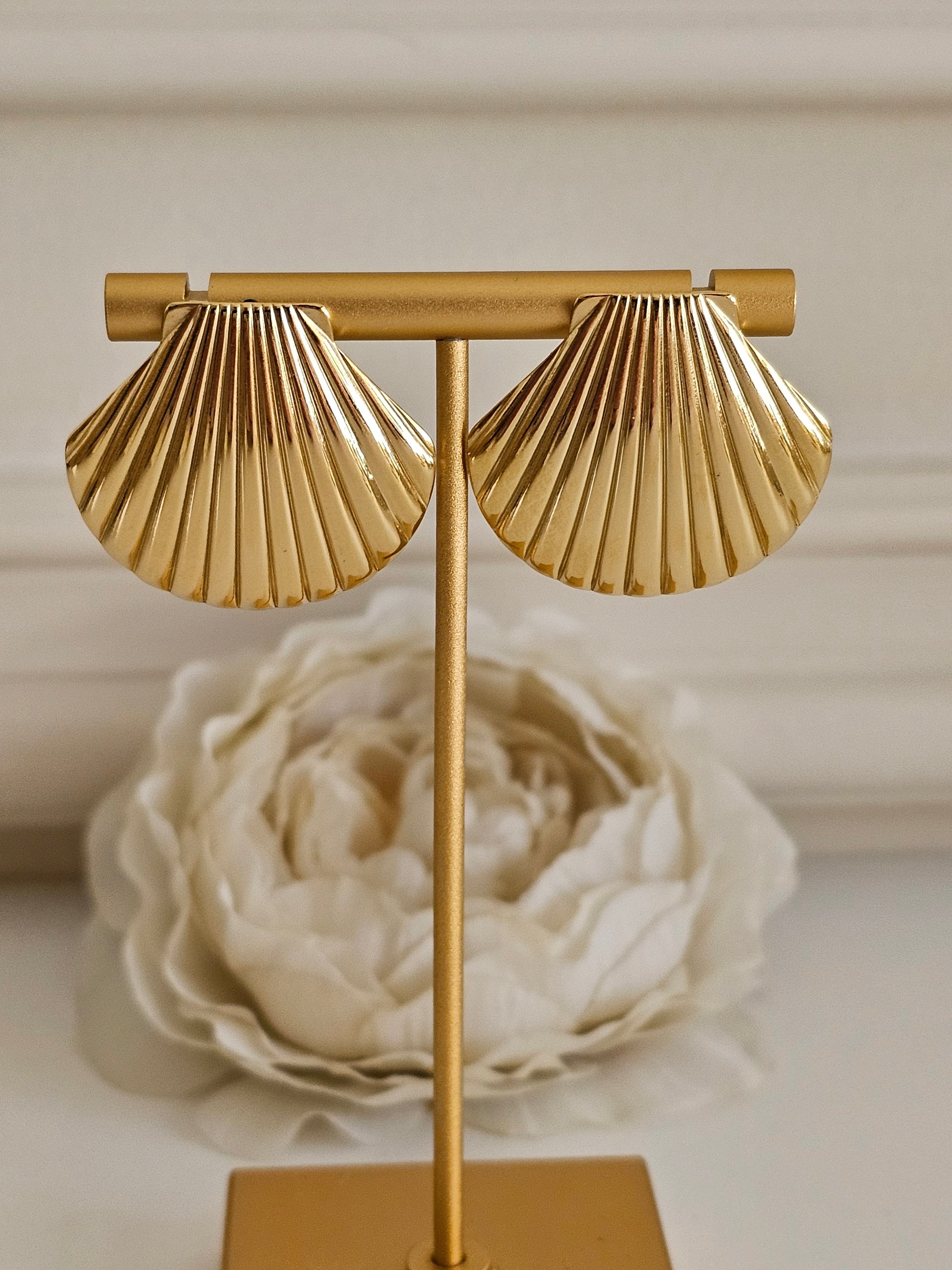 Gold large shell earrings