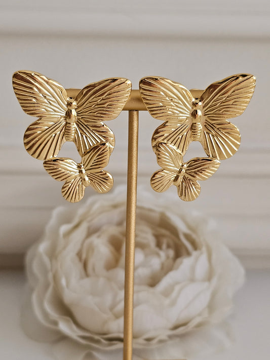 Gold statement butterfly earrings