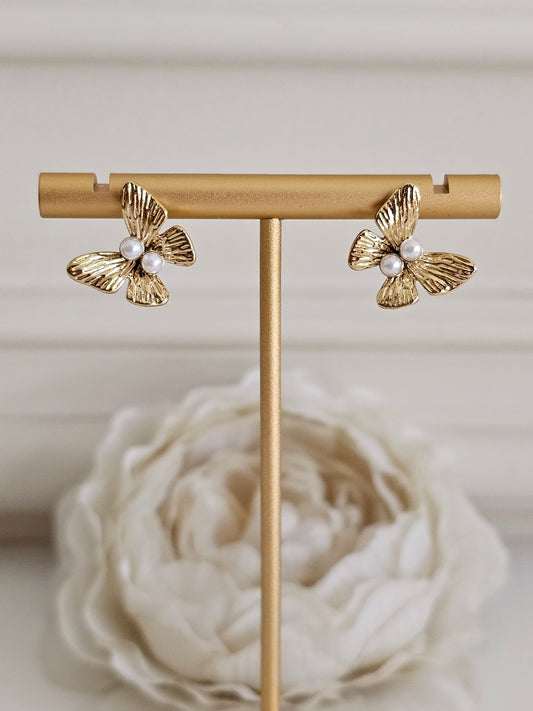 MIZRA BUTTERFLY PEARL EARRINGS
