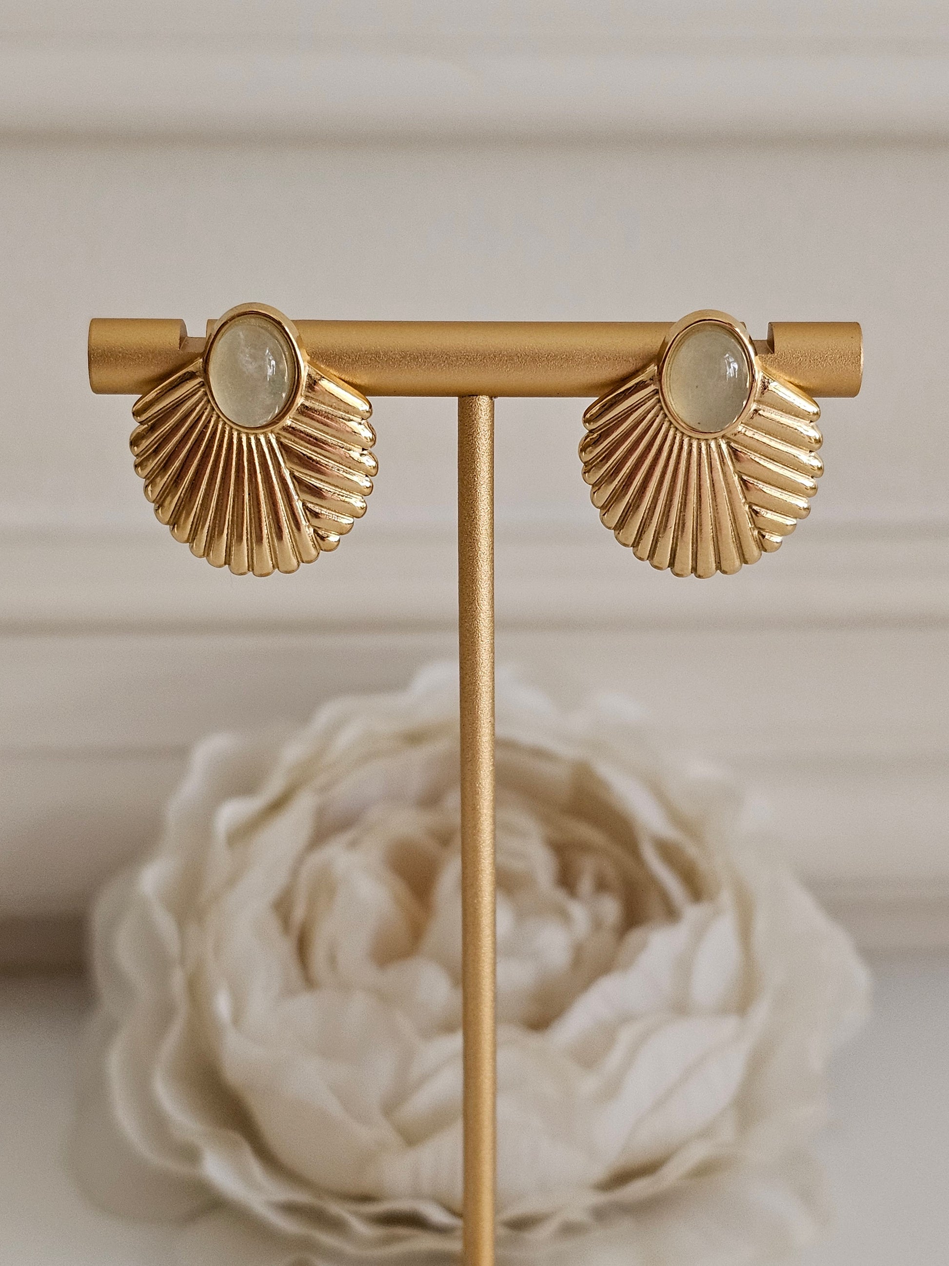Natural stone shell earrings