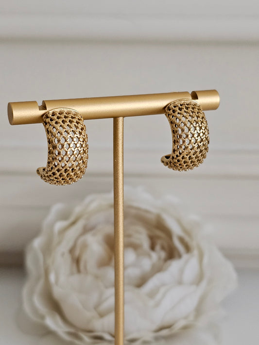 Gold mesh Hoop earrings