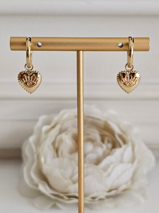 Gold evil eye Hoop earrings