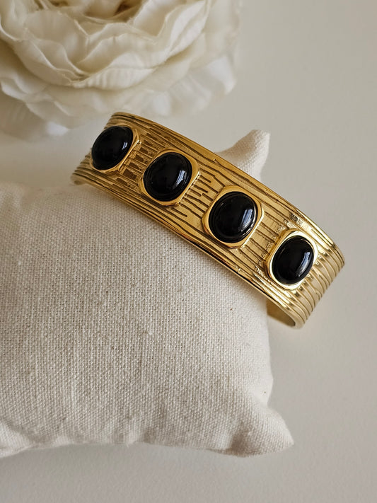 STATEMENT GOLD AND BLACK CUFF BANGLE