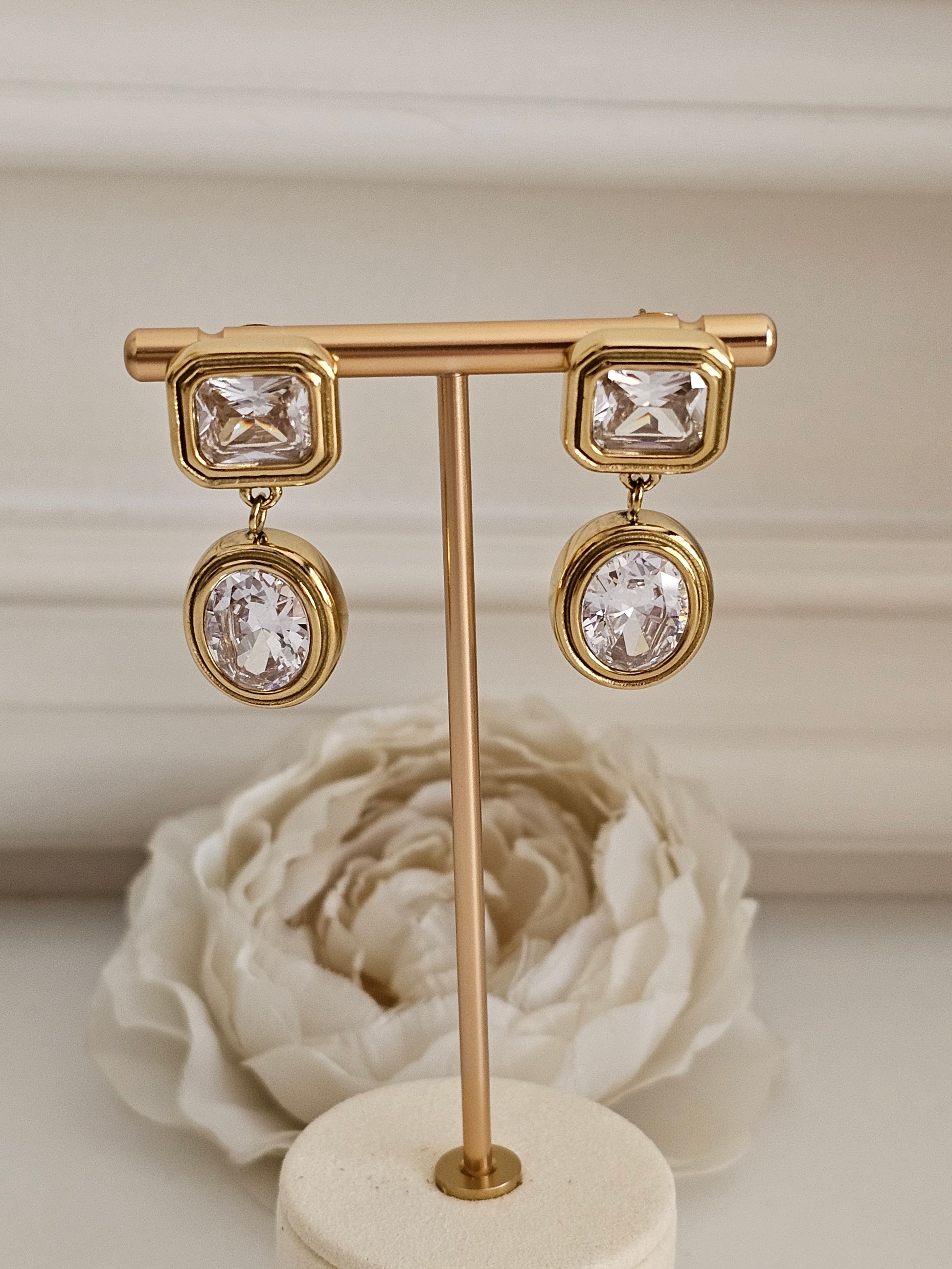 CUBIC ZIRCONIA STATEMENT EARRINGS