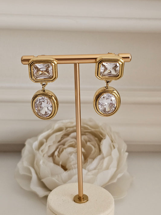CUBIC ZIRCONIA STATEMENT EARRINGS