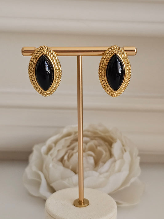 BLACK AND GOLD STATEMENT EARRINGS