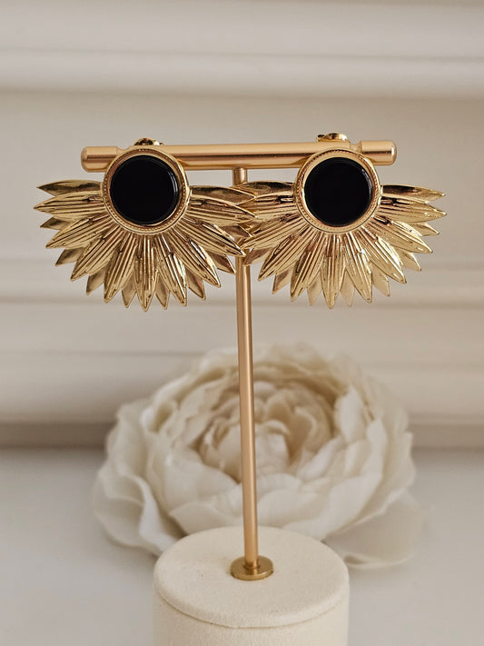 GOLD AND BLACK STATEMENT EARRINGS