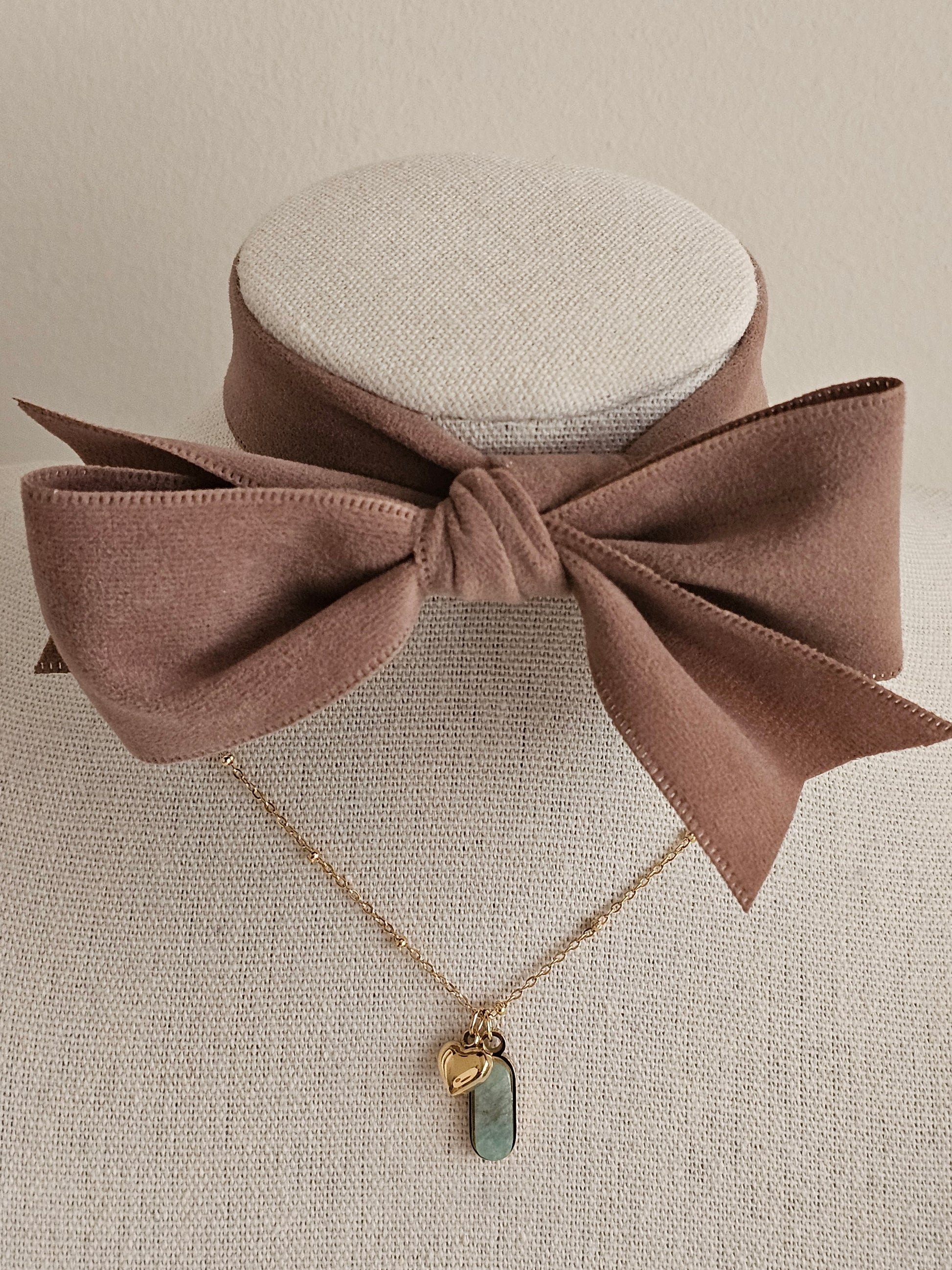Natural Stone gold heart necklace