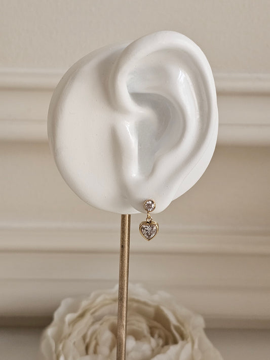 Cubic zirconia heart earrings