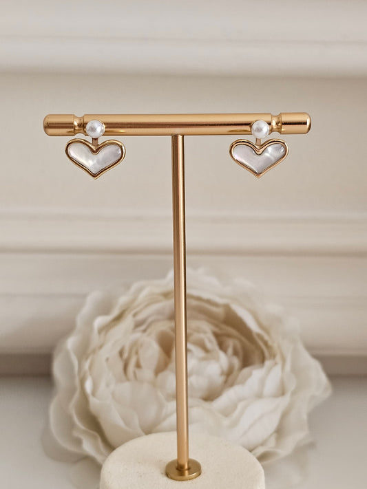 Gold pear heart earrings