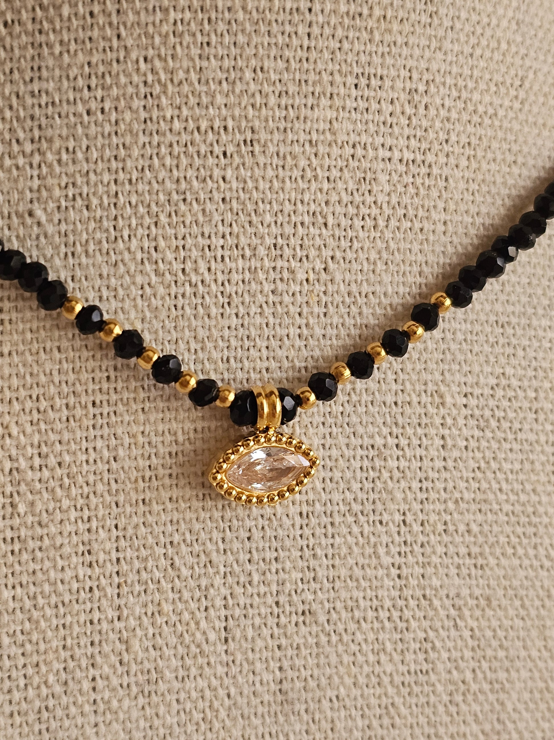 Black bead necklace